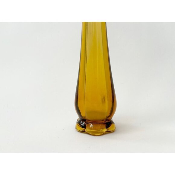 LE Smith MCM Vintage Blown Glass Amber Glass Swung vase - Picture 4 of 10
